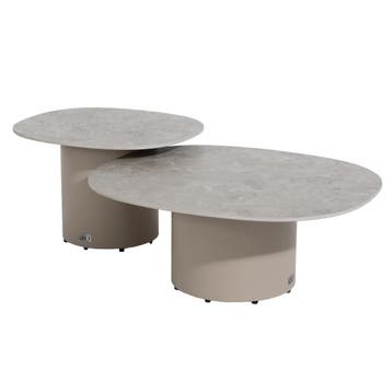 Sofie lounge tuintafels set van 2 keramisch blad latte 4, Tuin en Terras, Tuintafels, Ophalen of Verzenden, Nieuw