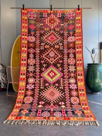 Mid-Century Modern Marokkaanse Boujad Tapijt - Vloerkleed -, Nieuw