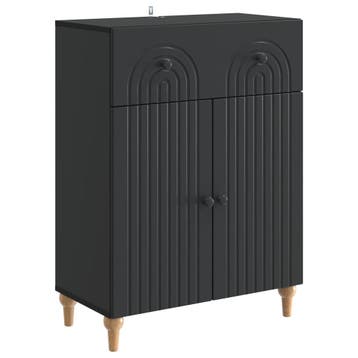 vidaXL Dressoir met lade Zwart 66 x 34,5 x 90 cm Bewerkt, Verzenden, Nieuw, Overige houtsoorten, Minder dan 50 cm