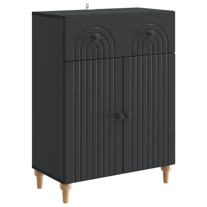 vidaXL Dressoir met lade Zwart 66 x 34,5 x 90 cm Bewerkt, Huis en Inrichting, Kasten | Dressoirs, Nieuw, Minder dan 50 cm, Overige houtsoorten
