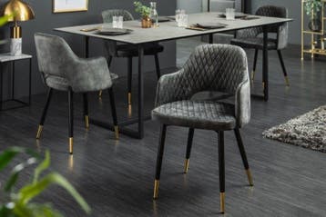 Elegante stoel PARIS groen fluweel decoratief quilten en, Ophalen of Verzenden, Nieuw