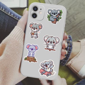 Schattige Cartoon Koala Stickers Set - Decoratief, Waterdich