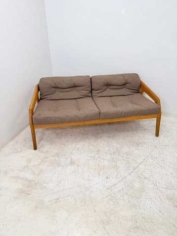 Zeitraum Friday 2 sofa 2,5 zits beige grijs stof eiken frame, Vergader- of Presentatieruimte, Ophalen of Verzenden, Gebruikt, Stoel