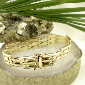 Gouden Bismarck schakelarmband., Ophalen of Verzenden, Gebruikt, Goud, Goud