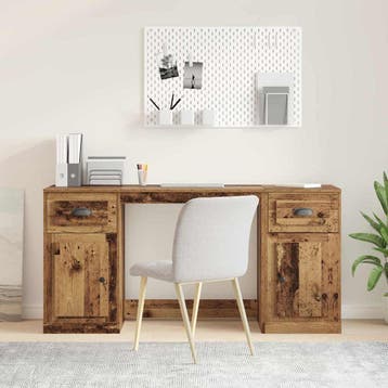 vidaXL Bureau met kast Oud Hout Bewerkt hout 154,5 x 50 x 75, Verzenden, Nieuw