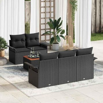 vidaXL Tuinbankenset 6 st Zwart poly rattan, Tuin en Terras, Verzenden, Nieuw, 6 zitplaatsen