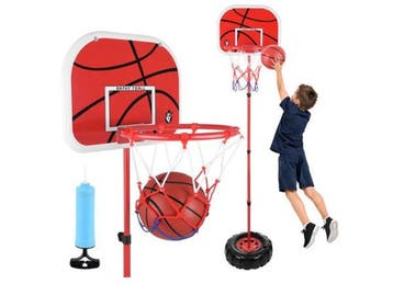 Veiling - Basketbalmand 170cm met bal en pomp, Sport en Fitness, Nieuw