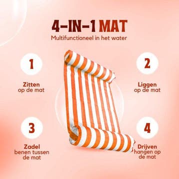 2dekans | Travelly Luxe Waterhangmat Zwembad – Oranje –, Ophalen of Verzenden, Zo goed als nieuw