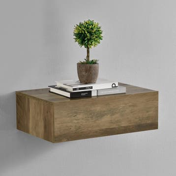 Wandplank met lade set van 2 zwevend wit en houtkleurig, Verzenden, Nieuw