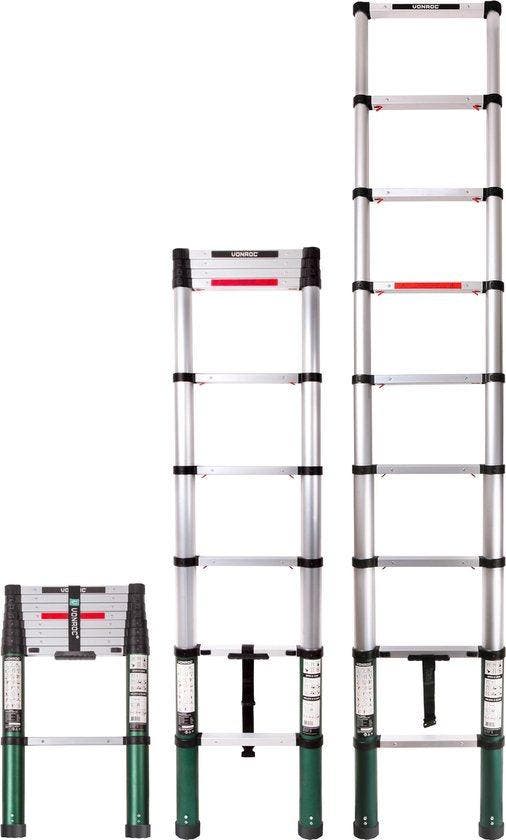 2dekans | VONROC Professionele Telescopische Ladder – 2.6m –, Doe-het-zelf en Verbouw, Gereedschap | Overige machines, Zo goed als nieuw