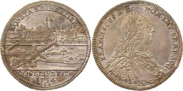 1/2 taler, daalder Duitsland 0,5 taler, daalder 1754 Rege..., Verzenden