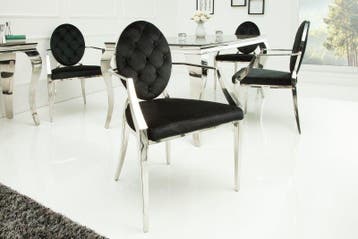 Elegante stoel MODERN BAROK zwart fluweel met armleuningen, Huis en Inrichting, Stoelen, Ophalen of Verzenden, Nieuw