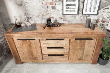 Massief dressoir IRON CRAFT 174cm mangohout handgemaakt -, Ophalen of Verzenden, Nieuw