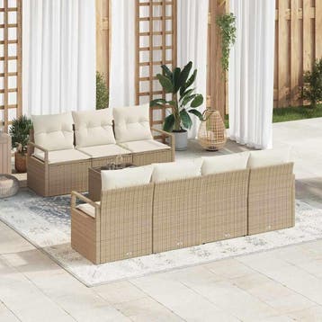 vidaXL Bankstel 8 st 7-Aantal zitplaatsen Beige en Crème, Verzenden, Nieuw, 8 zitplaatsen