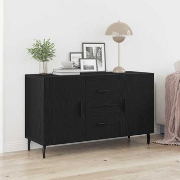 vidaXL Dressoir Zwart Eiken 100 x 36 x 60 cm Bewerkt hout, Verzenden, Nieuw, Overige houtsoorten, Minder dan 50 cm