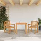 vidaXL 3-delige Tuinset massief teakhout, 2 zitplaatsen, Verzenden, Nieuw, Tuinset