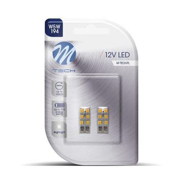 M-Tech LED W5W 12V - Basic 6x Led diode - Wit - Set, Verzenden, Nieuw, Maserati
