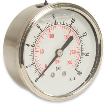 Profec manometer met achteraansluiting, glycerinev, Doe-het-zelf en Verbouw, Meetapparatuur, Verzenden, Nieuw