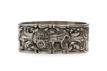Servetring - .833 zilver - Paard en kar