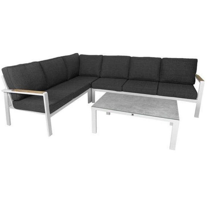 Mondial Living® Stanford Loungeset Wit, Tuin en Terras, Tuinsets en Loungesets, Loungeset, Nieuw, 6 zitplaatsen, Aluminium, Ophalen of Verzenden