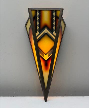 Wandlamp - Glas, Staal - Art Deco Stijl Wandlamp, Antiek en Kunst