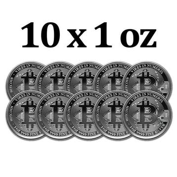Niue. 2 Dollars 10 x 2022 1 oz Niue $2 NZD Bitcoin Silver