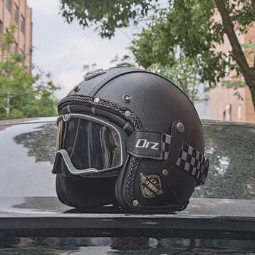 Retro Open 3/4 Motorhelm PU Leer - Stijlvol & Veilig met DOT, Verzenden, Nieuw