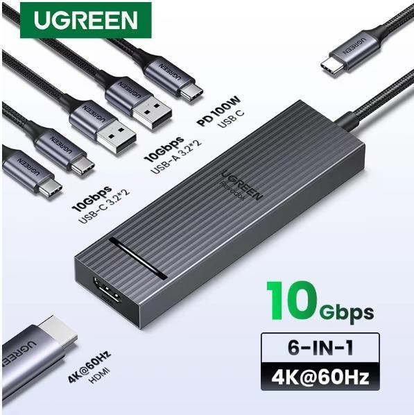 USB-C Hub 6-in-1 – 4K HDMI Docking Station met 10Gbps USB en, Computers en Software, Dockingstations, Nieuw, Verzenden