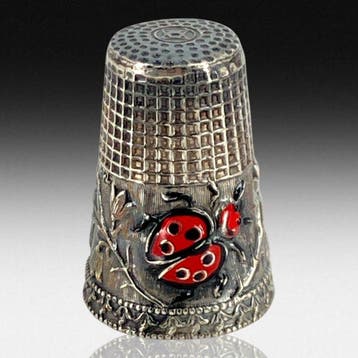 Vingerhoed - Zilver & emaille vintage