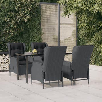 vidaXL 5-delige Tuinset poly rattan donkergrijs, Verzenden, Nieuw, 4 zitplaatsen, Tuinset