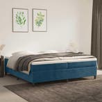 vidaXL Boxspring bed 200x200 cm fluweel donkerblauw, Overige maten, 200 cm, Stof, Verzenden