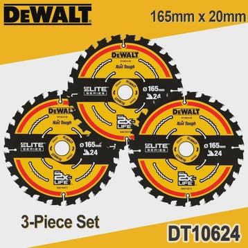 DeWalt DT10624-A9 Cirkelzaagblad 165mm x 20mm, 24T - Voor Ho, Verzenden, Nieuw