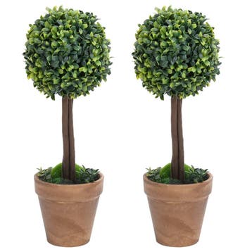 vidaXL Kunstplanten met pot 2 st buxus bolvorming 56 cm, Huis en Inrichting, Verzenden, Nieuw