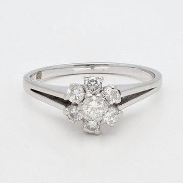 Ring - 18 karaat Witgoud Diamant (Natuurlijk) - Rozet, Nieuw
