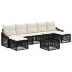 vidaXL Tuinbankenset 8 pcs Zwart poly rattan, Verzenden, Nieuw, 8 zitplaatsen