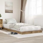 vidaXL Vloer bedframe Artisan Eiken 75 x 190 cm Bewerkt hout, Verzenden, Nieuw, Bruin, Hout