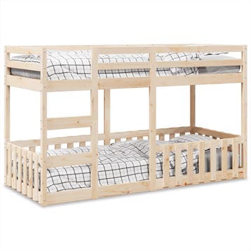 vidaXL Stapelbed massief grenenhout 90x200 cm, 90 cm, Eenpersoons, Bruin, Verzenden