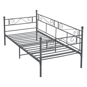 Eenpersoons slaapbank 3-zitsbank Kerava 90x200 donkergrijs, Huis en Inrichting, Slaapkamer | Bedden, Verzenden, Nieuw