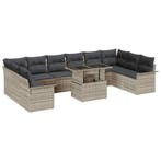vidaXL Tuin Sofa Set met kussen 11 pcs Lichtgrijs Poly, Verzenden, Nieuw, Rotan