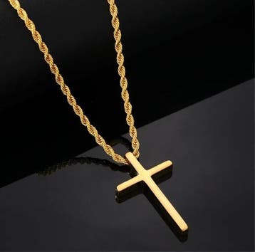 Ketting met kruis, Sieraden, Tassen en Uiterlijk, Kettingen, Nieuw, Ophalen of Verzenden, Goud, Overige materialen