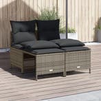vidaXL 4-delige Loungeset met kussens poly rattan grijs, Verzenden, Nieuw, Rotan, Loungeset