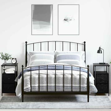vidaXL Nachtkastje 2 st Zwart eiken 30 x 60 x 60 cm Bewerkt, Verzenden, Nieuw, 55 tot 70 cm, 45 tot 65 cm