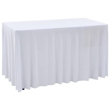 vidaXL 2 st Tafelhoezen stretch met rok 243x76x74 cm wit, Verzenden, Nieuw