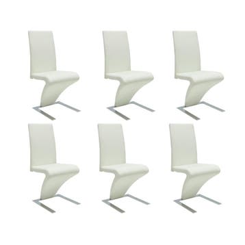 vidaXL Eetkamerstoelen 6 st kunstleer wit, Verzenden, Nieuw, Wit