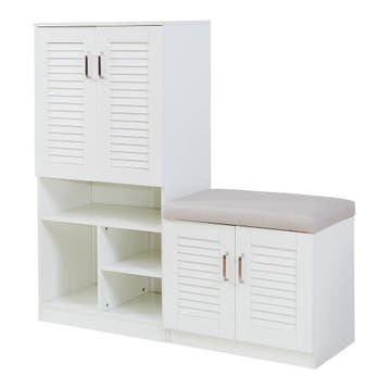 Schoenenkast Løten 120x120x37 cm wit [en.casa], Huis en Inrichting, Kasten | Schoenenkasten, Verzenden, Nieuw