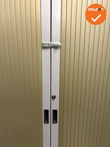 Roldeurkast S - B-keuze - 195x120x45 - Zilvergrijs met koper, Werkplek, Ophalen of Verzenden, Gebruikt, Kast