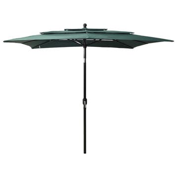 vidaXL Parasol 3-laags met aluminium paal 2,5x2,5 m groen, Verzenden, Nieuw, 2 tot 3 meter