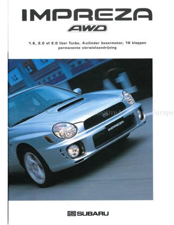 2001 SUBARU IMPREZA BROCHURE NEDERLANDS, Nieuw, Author