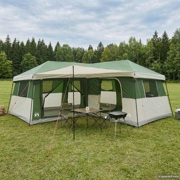vidaXL Familietent met regenhuif, waterafstotend 14-persoons, Verzenden, Nieuw, Tot en met 2