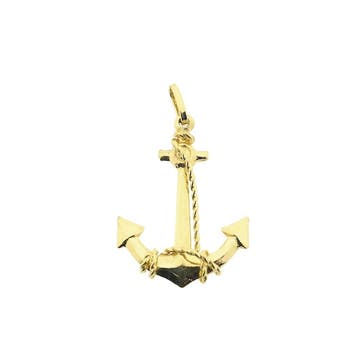 Gouden hanger van een anker met touw (Hanger of bedel), Ophalen of Verzenden, Gebruikt, Goud, Overige merken